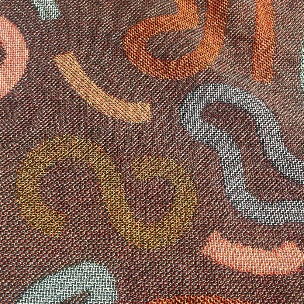 Rare Throw Tapestry Blanket Abstract 68 x 48 Colorful Squiggly Fringe